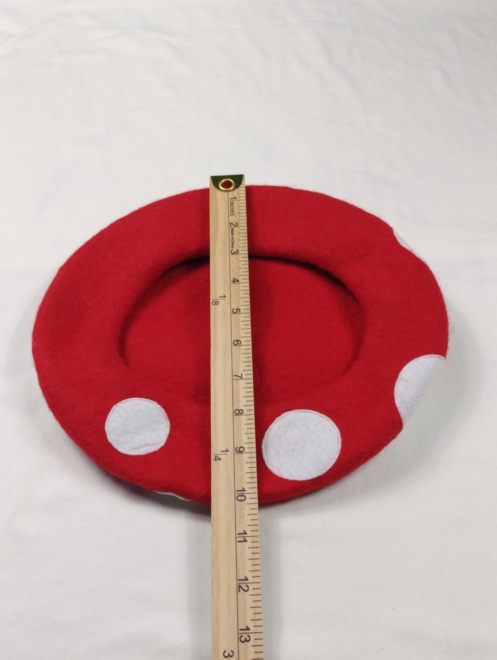 Mushroom Polka Dot Beret with White Dots One Size. #33 - Picture 5 of 6
